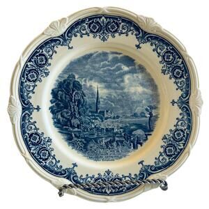 Scenes After Constable Blue & White Plate (Vine Edge, Cream)